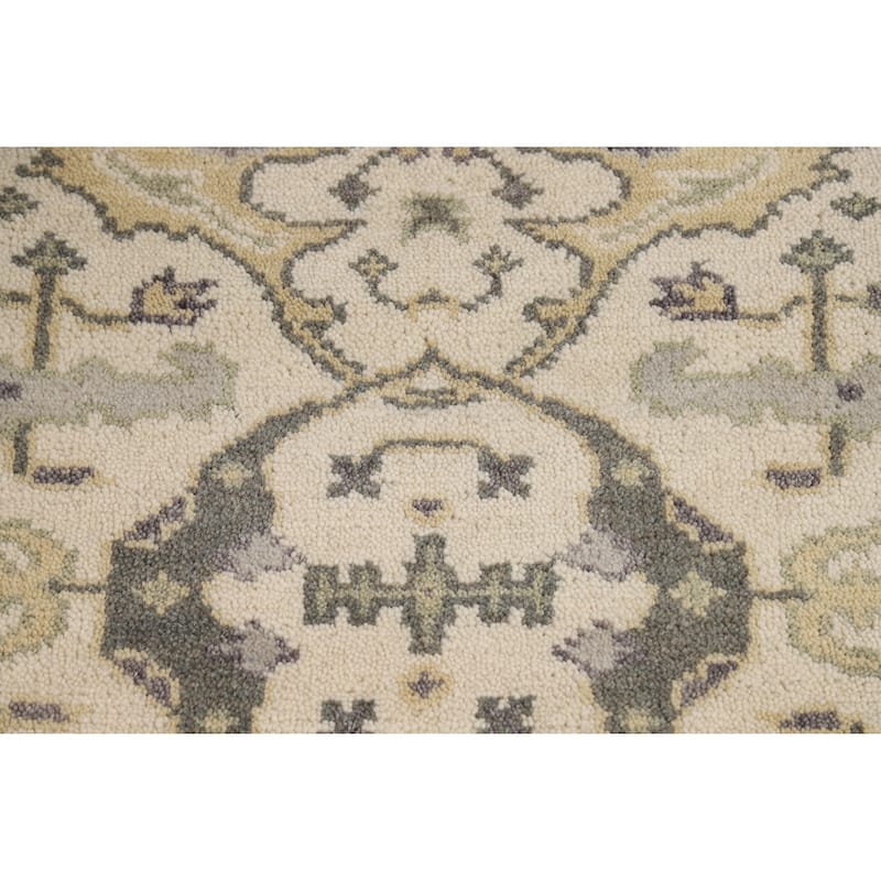 Ivory Gray Oushak Oriental Runner Rug Handmade Wool Carpet - 2'6"x 7'11"