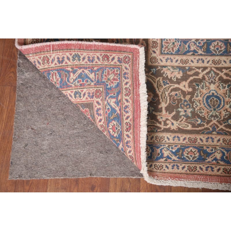 Distressed Mashad Persian Vintage Area Rug Hand-knotted Wool Carpet - 9'9" x 12'7"