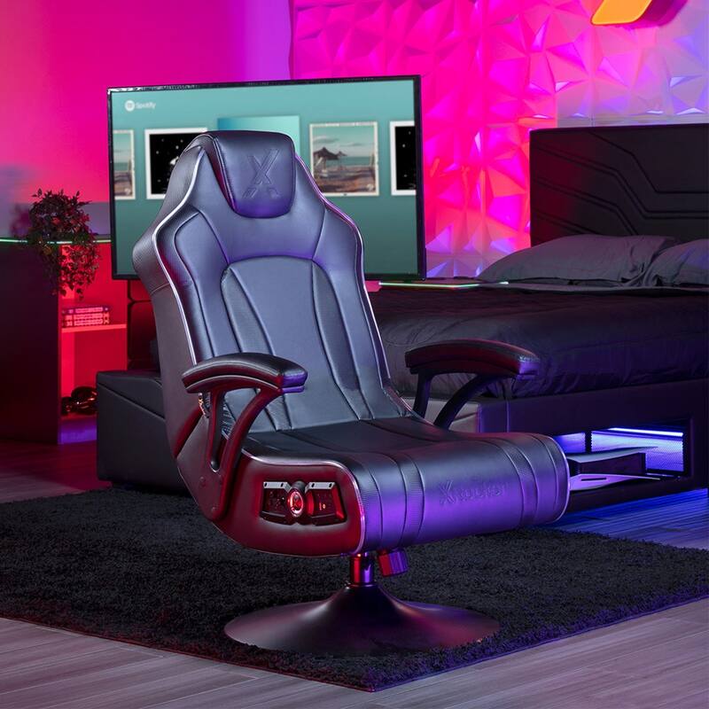 CXR3 LED Audio Pedestal Gaming Chair with Subwoofer, Black/LED - Black
