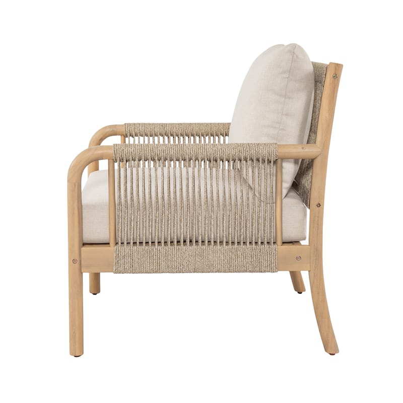 Scott Living Casper Outdoor Club Chair Acacia Wood and Woven Rope