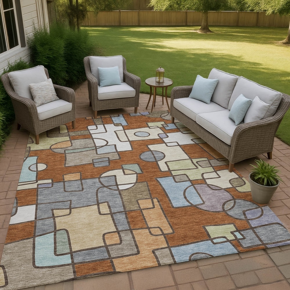 Machine Washable Indoor/ Outdoor Contemporary Prenner Chantille Rug