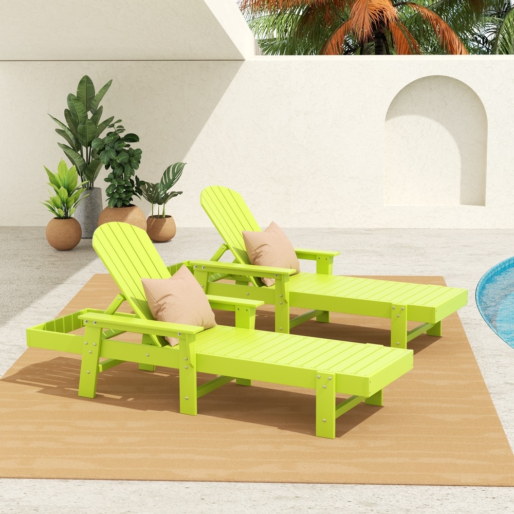 Altura Poly Eco-Friendly All Weather Reclining Chaise Lounge with Arms (Set of 2)