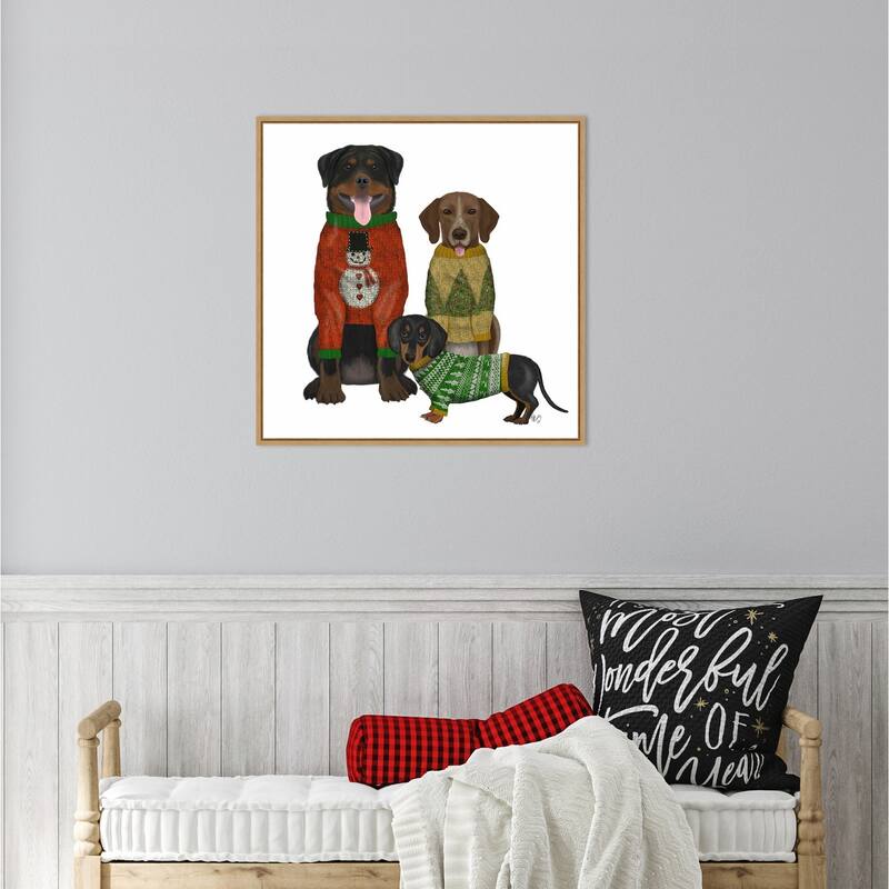 Christmas Dogs Ugly Sweater Competition by Fab Funky Framed Canvas Wall Art