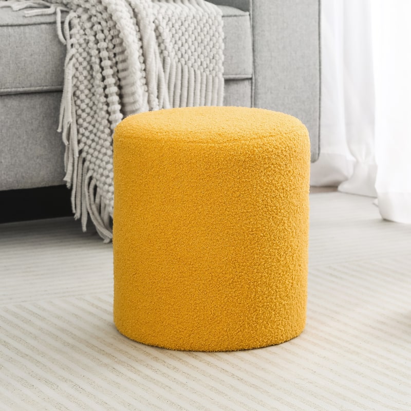 Adeco Footrest Ottoman 13 inches Fabric Stool for Living Room Bedroom - Ginger