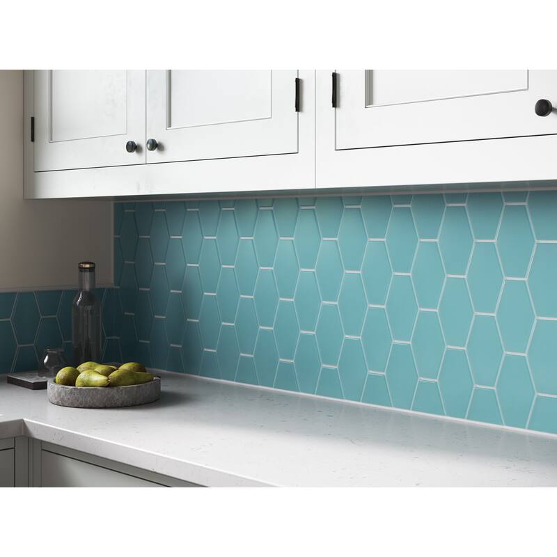 Long Hex 11 in. x 11 in. Glass Mesh-Mounted Mosaic Tile