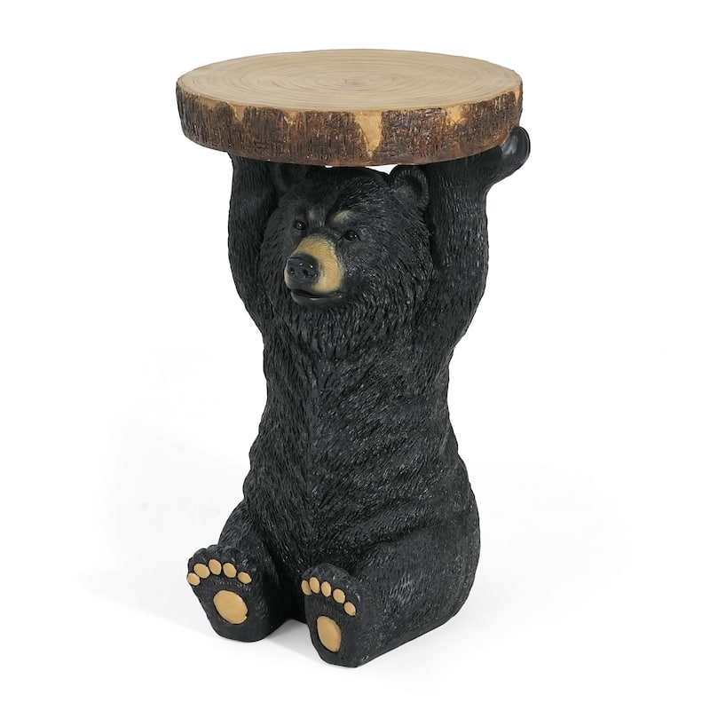 Christopher Knight Home - Blackthorn Bear MGO Side Table with Faux Wood-Top and Weather-Resistant Charm
