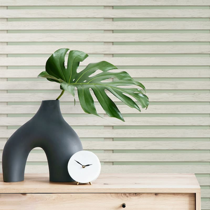 Fine Decor Marlow Sage Wood Slats Wallpaper