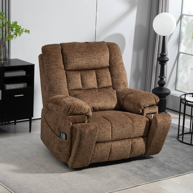 Flatship 4 Motors Power Lift Recliner,Adjustable Headrest Oversized Recliner Chair with Heat/Massage