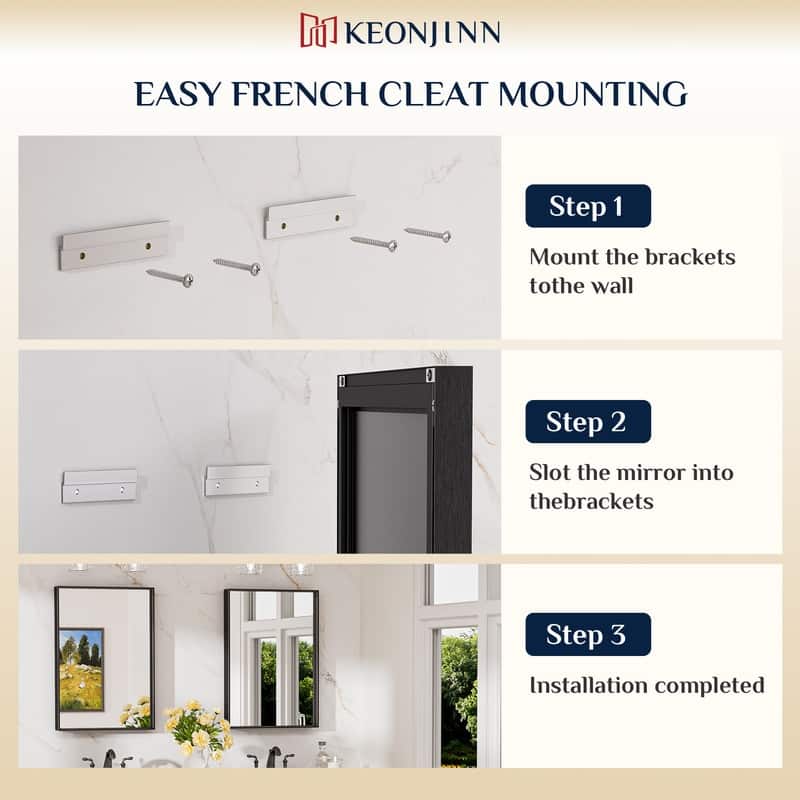 Keonjinn Aluminum Framed Wall Mount Bathroom Vanity Mirror