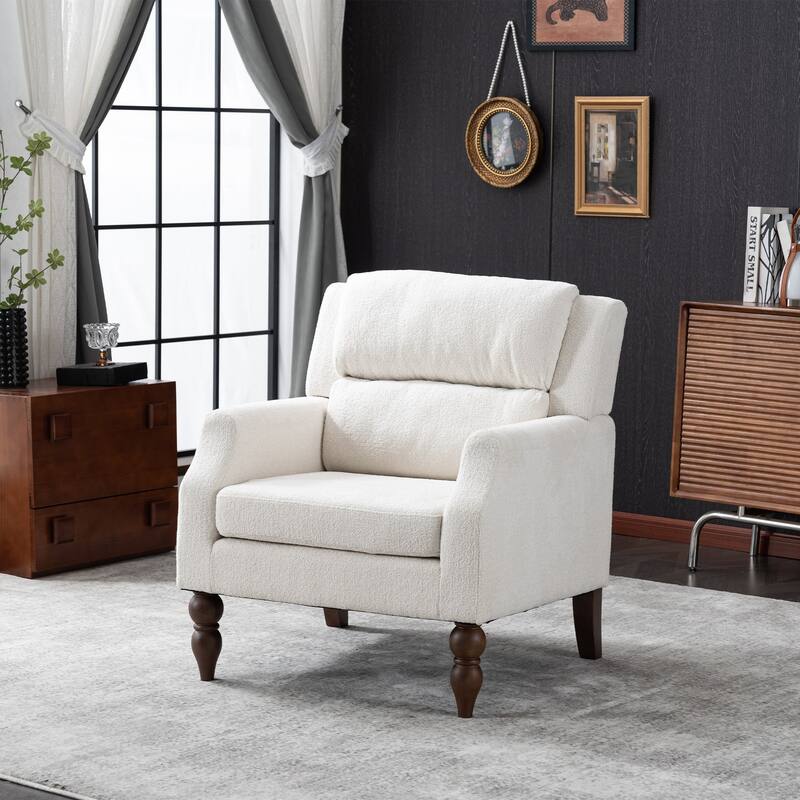 Modern Accent Chair Armchair Upholstered Boucle Fabric Single Sofa