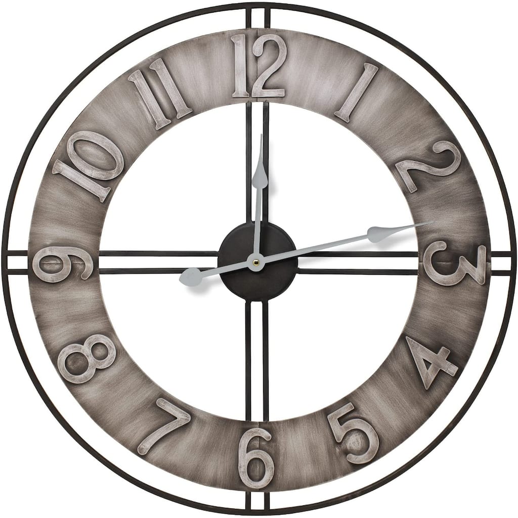 Sorbus Large Farmhouse Decorative Analog Metal Round Wall Clock (24" Brownish Grey)