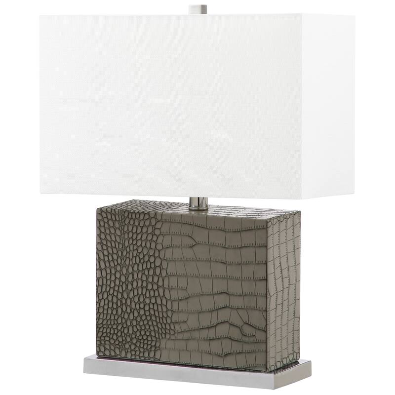 SAFAVIEH Lighting Rocio 21-inch Faux Alligator Grey Table Lamp - 15"x8"x20.5" - 15Wx8Dx21H