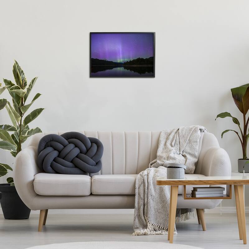 Stupell Luminous Purple Northern Lights Framed Giclee Art Design By Nancy Crowell