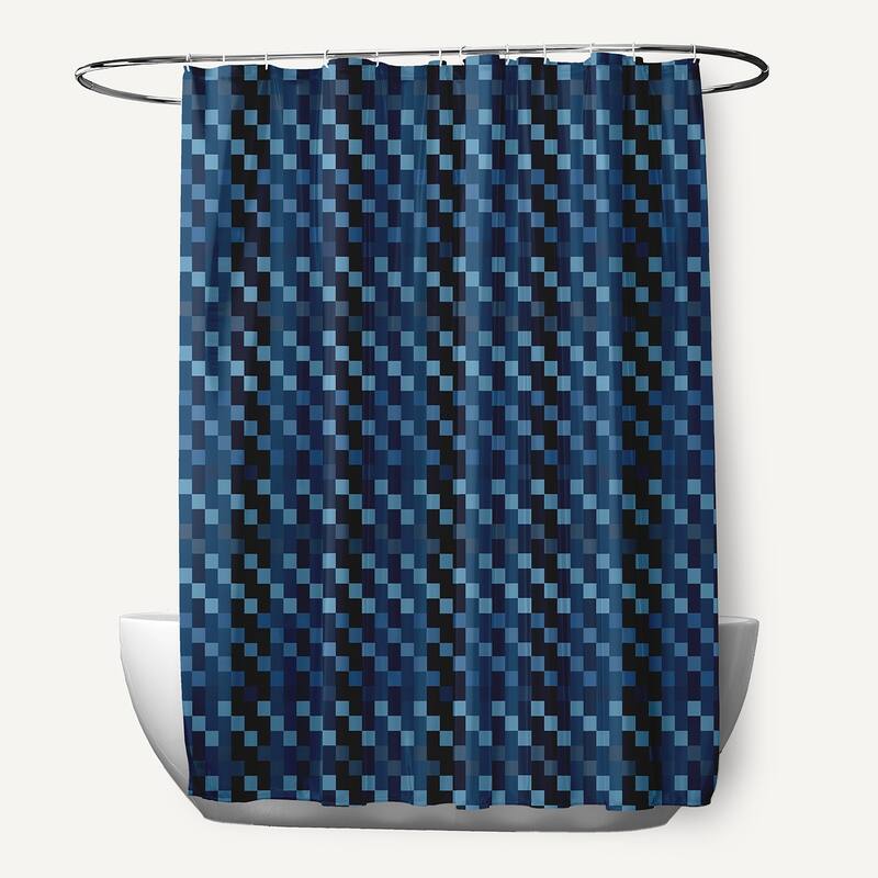 71 x 74-inch Mad for Plaid Geometric Print Shower Curtain - Blue