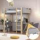 preview thumbnail 18 of 32, Twin Size Loft Bed with Built-in Storage Cabinet, Cubes & Foldable Desk, Solid Wood Loft Bed Frame for Kids Teens Adults Gray