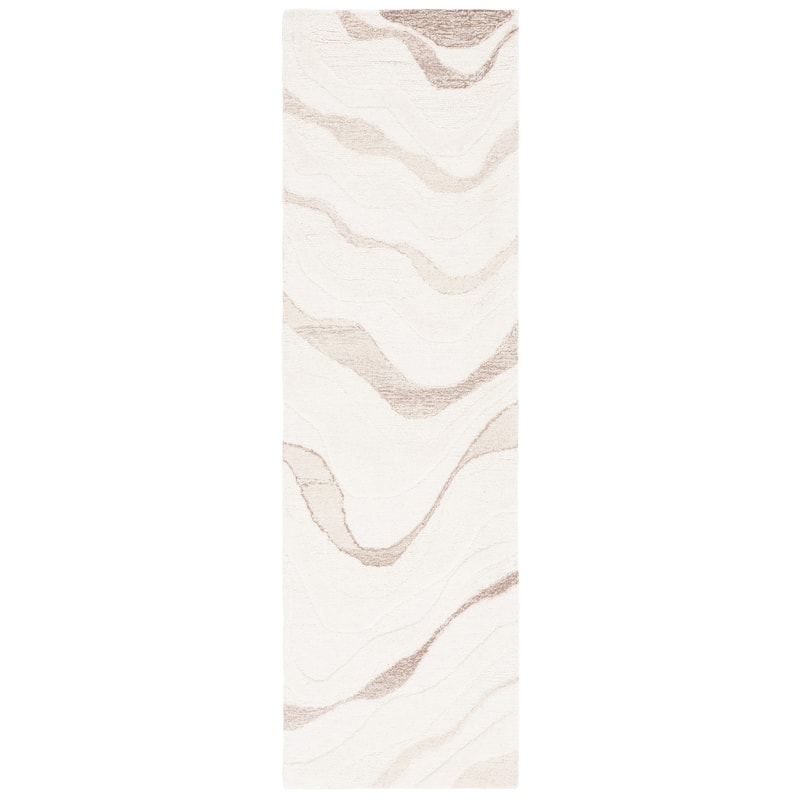 SAFAVIEH Handmade Fifth Avenue Ubbina Mid-Century Modern New Zealand - 2' 3" x 8' - Ivory/Beige - Runner