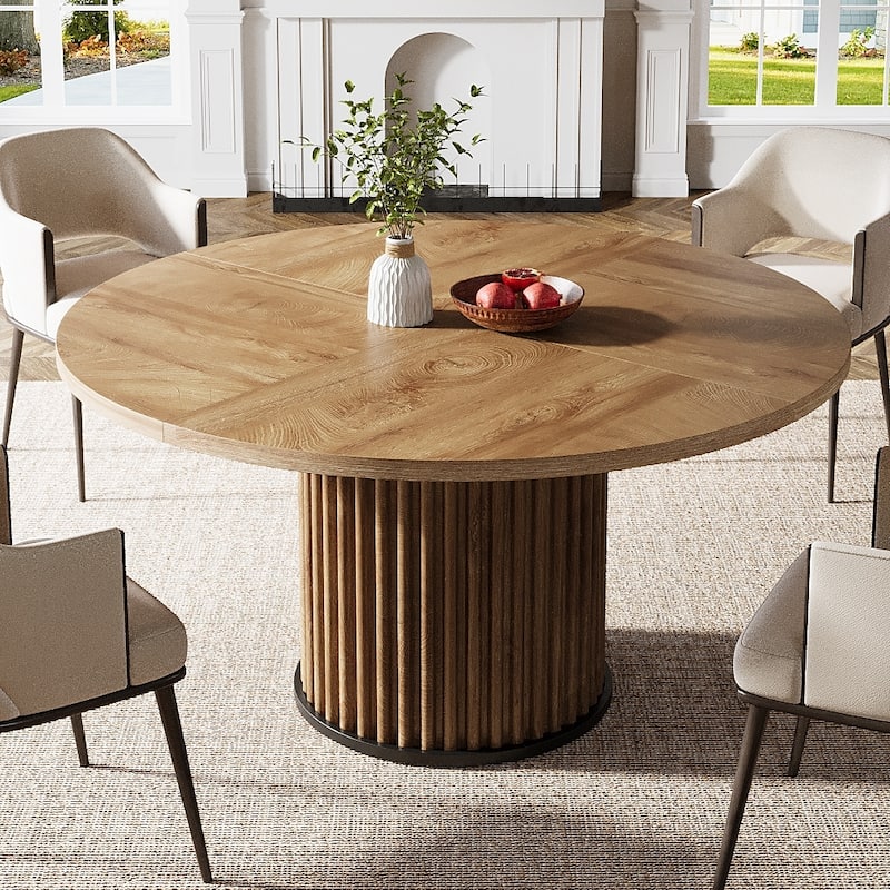 47 Inch Round Dining Table for 4-6 People - 47.24" W x 47.24" D x 29.92" H