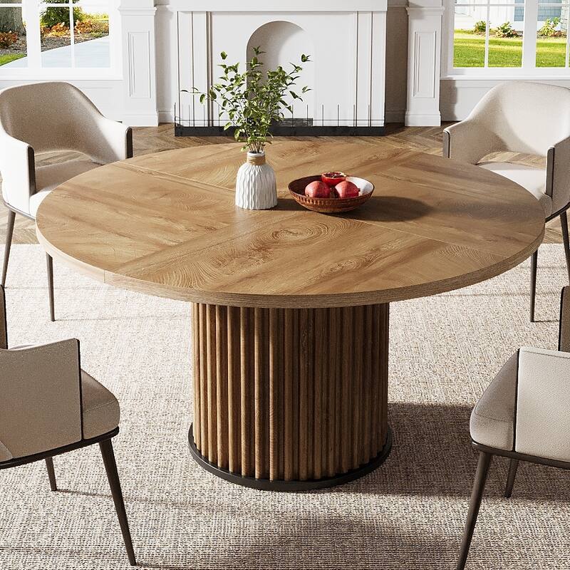 47-inches Round Dining Table for 4-6, Modern Kitchen Table with Heavy Duty Base - 47.24" W x 47.24" D x 29.92" H