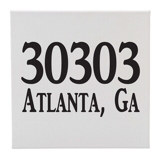 12" White Square Canvas in Wooden Frame with Zip Code Design - Bed Bath ...