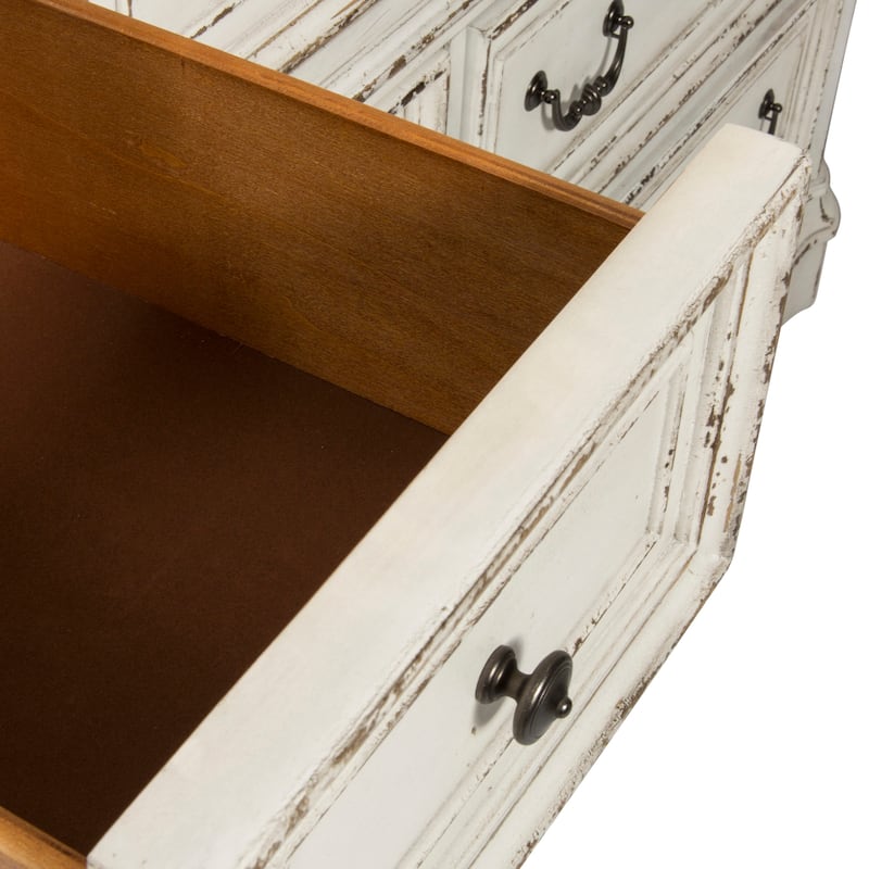 Magnolia Manor Upholstered Bed, Dresser and Mirror, and Nightstand Set