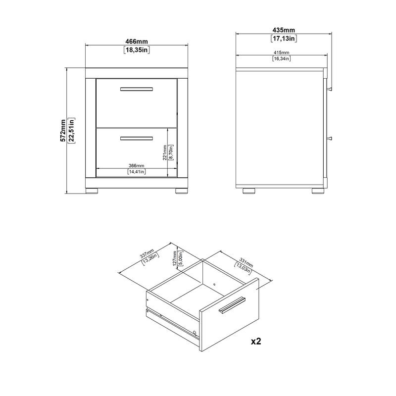 Porch & Den Mira 2 Drawer Nightstand - Set of 2, Jackson Hickory