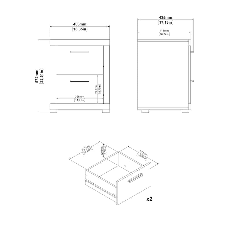 Porch & Den Mira 3-Piece Bedroom Set - Chest And Nightstand Set Of 2, Jackson Hickory