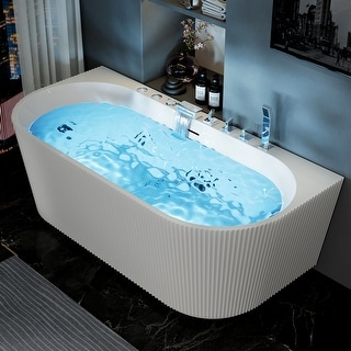 Luxury Whirlpool Massage Bathtub with 6 Hydro Jets, 7-Color