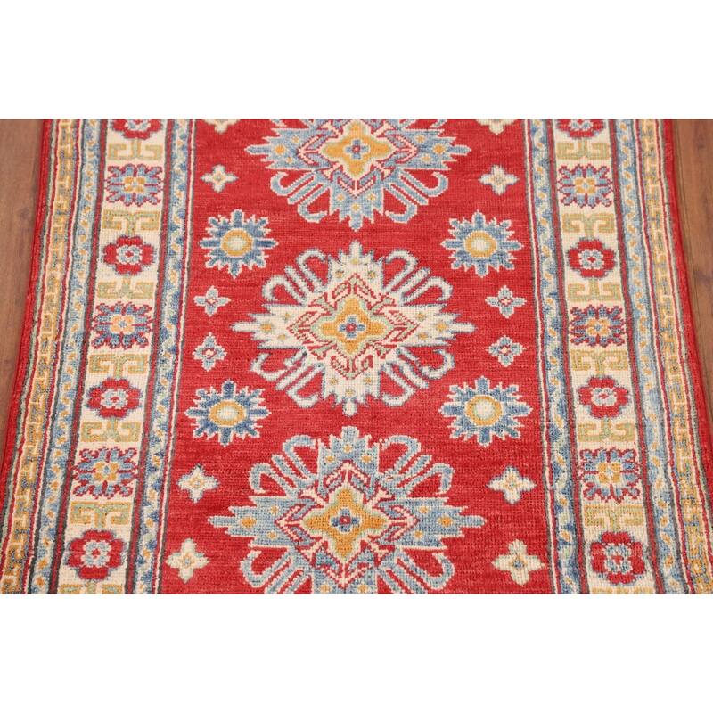 Red Traditional Kazak Foyer Rug Hand-Knotted Wool Carpet - 2'9" x 4'1"