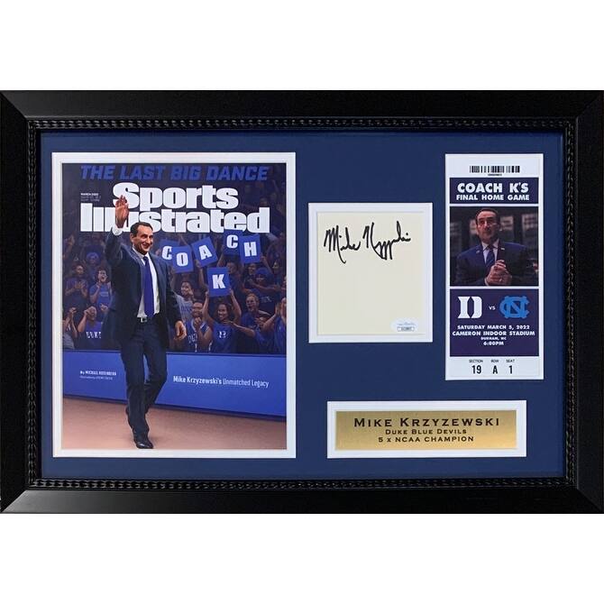 Mike Krzyzewski Coach K Autographed Duke Blue Devils Basketball Final Game Signed Photo Framed 14x20 Display Beckett COA