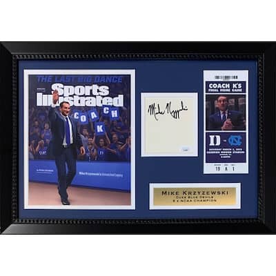 Mike Krzyzewski Coach K Autographed Duke Blue Devils Basketball Final Game Signed Photo Framed 14x20 Display Beckett COA