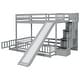 preview thumbnail 5 of 9, Twin Over Full Bunk Bed with Slide, Storage Staircase, Pine Solid Wooden Bunk Bed with Safety Guardrails