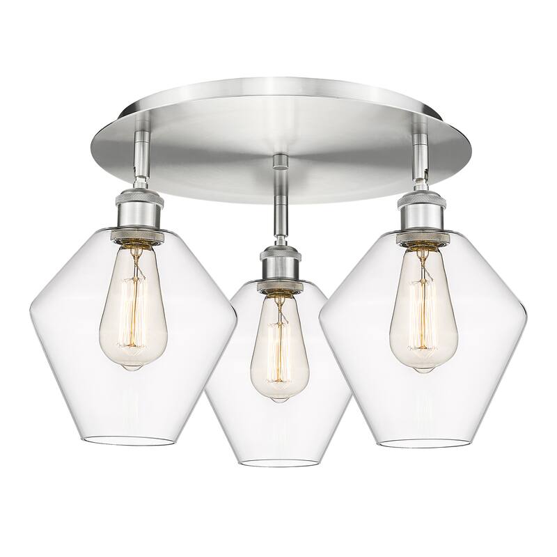 Innovations Lighting Cindyrella - 3 Light 20" Flush Mount - Clear/Satin Nickel