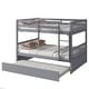 preview thumbnail 6 of 10, Modern Design Rubber Wood Bunk Bed with Trundle, Ladder and Guardrails, Full Over Full, Grey