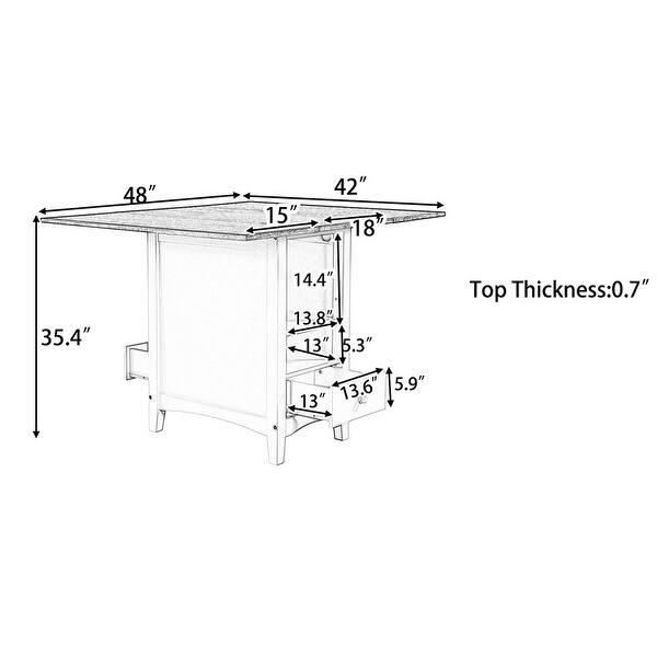 Farmhouse Wood Counter Height Dining Table with Drop Leaf, Kitchen