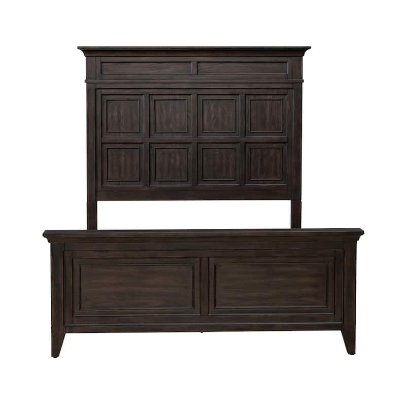 Paradise Valley Saddle Brown Panel Bed, Dresser and Mirror, & Nightstand