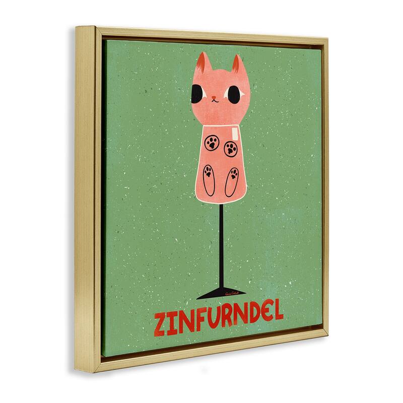 Stupell Zinfurndel Feline Wine Framed Floater Canvas Wall Art Design By Carrie Cantwell