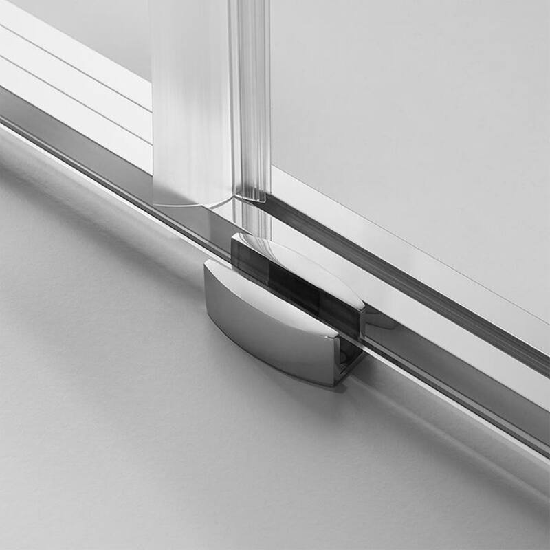 Serene Valley 60 x 66 Inch Square Rail Frameless Sliding Shower Door, Chrome - 181.3