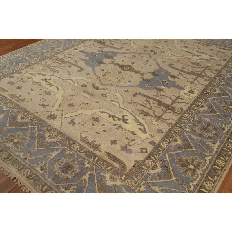 Camel Tone Oushak Indian Area Rug Handmade Wool Carpet - 8'2" x 9'9"