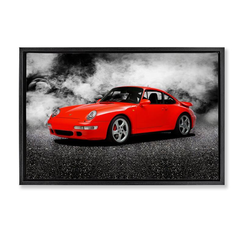 Stupell Bold Red Sports Car Framed Floater Canvas Wall Art Design By Mark Rogan - 31 x 21 - Black