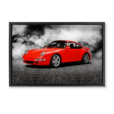 Stupell Bold Red Sports Car Framed Floater Canvas Wall Art Design By Mark Rogan