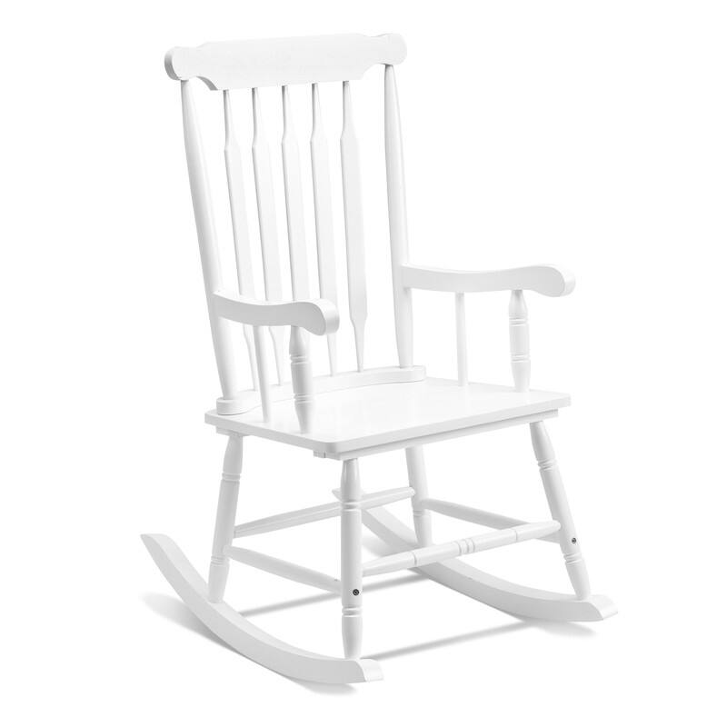 Solid Wood Patio Rocking Chair - 22.8 x 34.3 x 44.1 inch - White