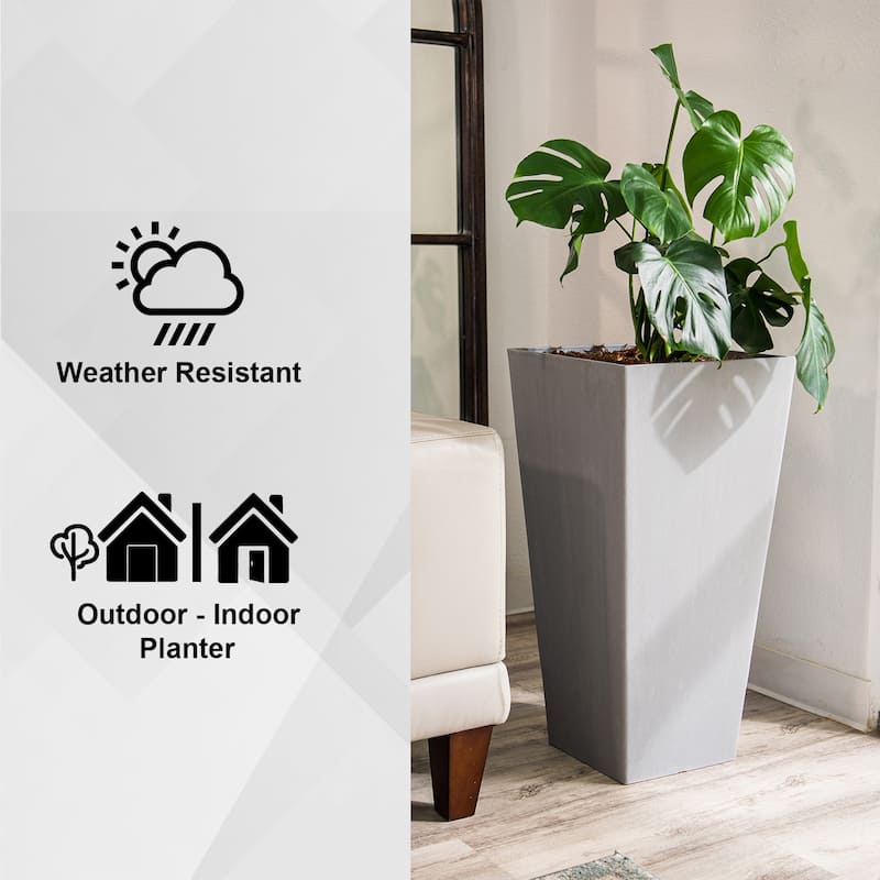 XBrand Modern Square Tapered Planter – 28" or 30" Tall, Indoor & Outdoor Use