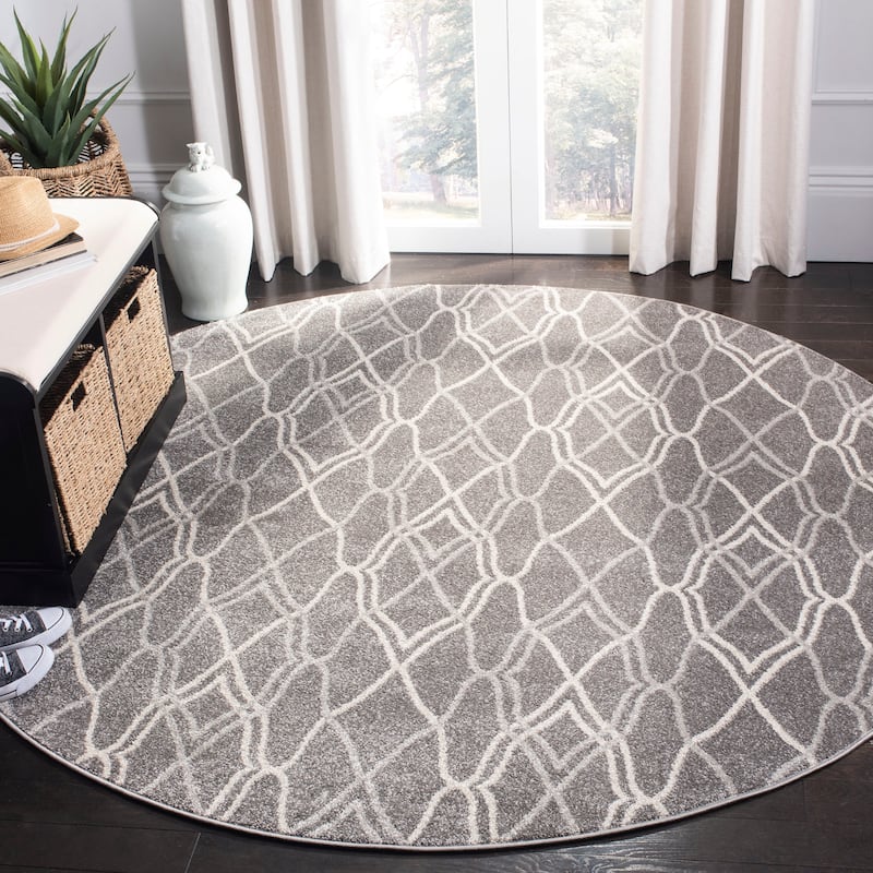 SAFAVIEH Amherst Dursiye Modern Rug - 7' Round - Grey/Light Grey