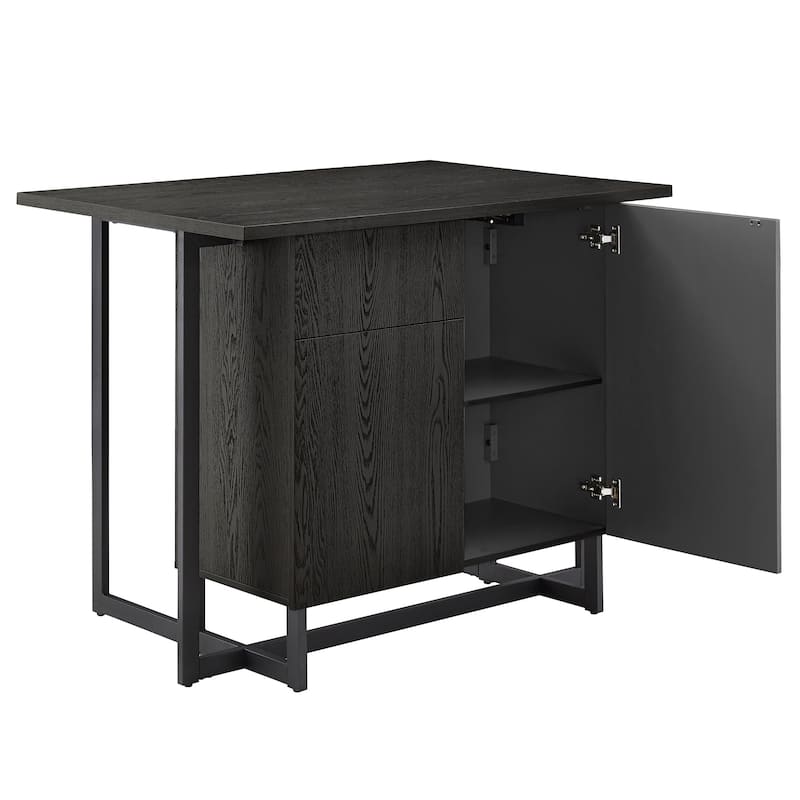 Oyala Black Finish 2-door Kitchen Island with Power and USB outlets by iNSPIRE Q Modern