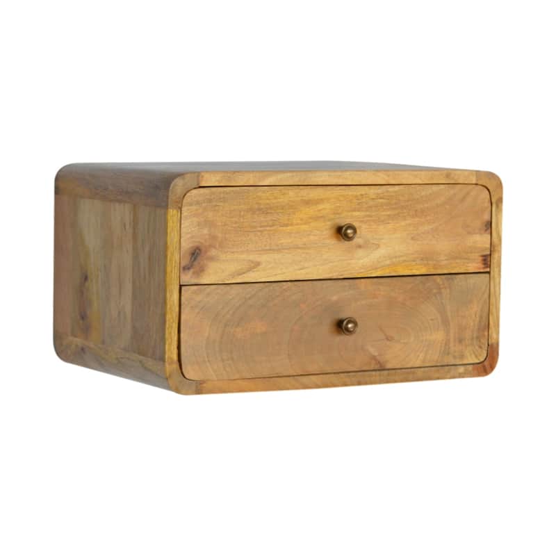 Artisan Furniture Solid Wood Oak-ish 2 Drawer Floating Nightstand,Beige