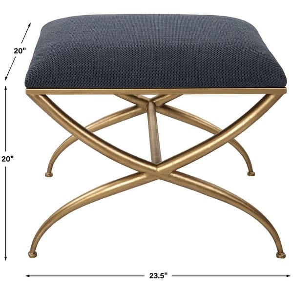 dimension image slide 1 of 2, Uttermost 2396-CROSSING-BENCH-SMALL Crossing 23-1/2" Wide Gold Framed