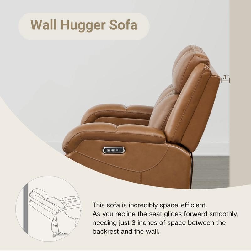 Spruce & Spring Hadlee Genuine leather Reclining Sofa with Multi-Function Console.