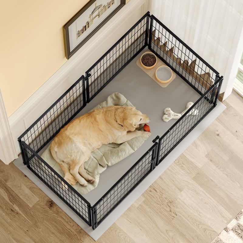 63" Large Indoor Dog Kennel with Top, Black Playpen for Medium Dogs