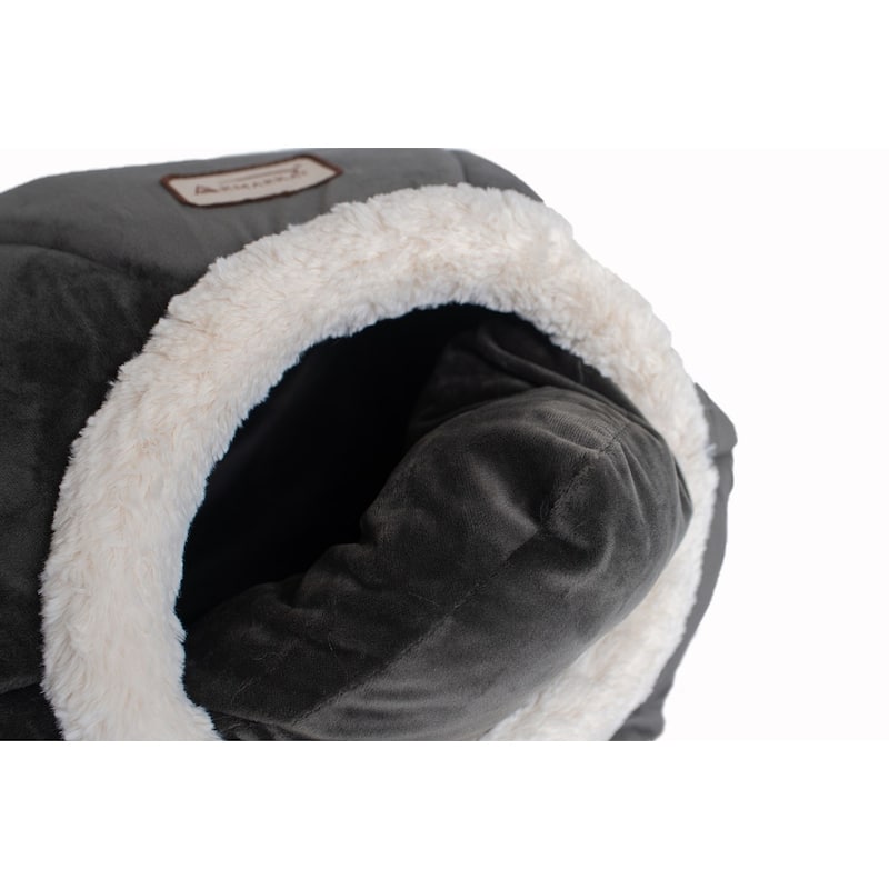 Cat Bed Gray Velvet - 18"(L) x 18"(W) x 14"(H)