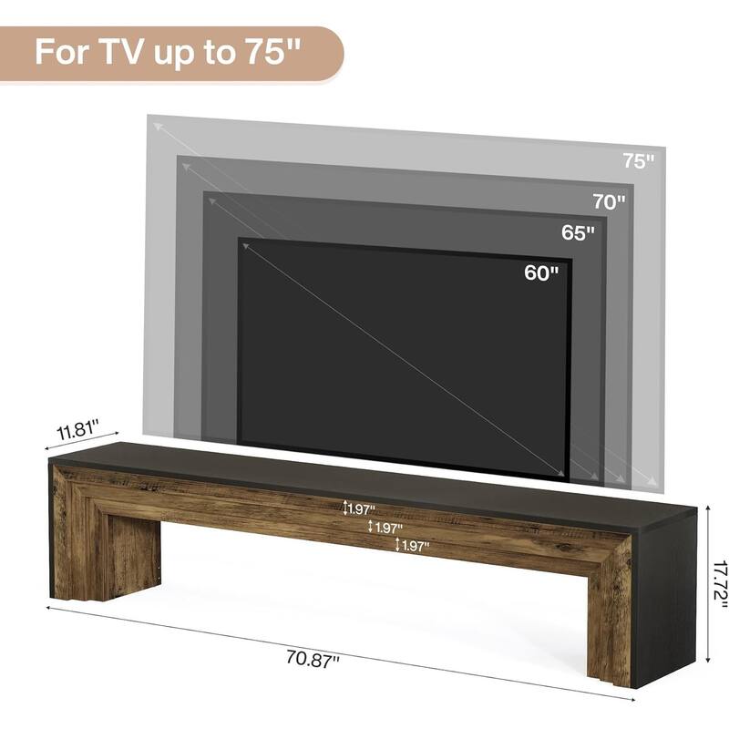 70.9-Inch Wooden Dining Bench, Extra Long Kitchen Bench Seating for Dining/Living Room, Entryway, Bedroom